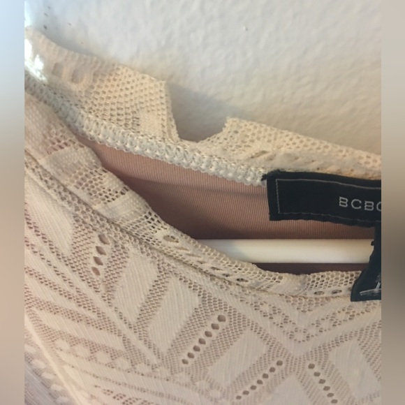 BCBGMaxAzria Natyly Long Sleeve Geometric Lace Swing Midi Dress in Cream/Tan, XS - Picture 7 of 9